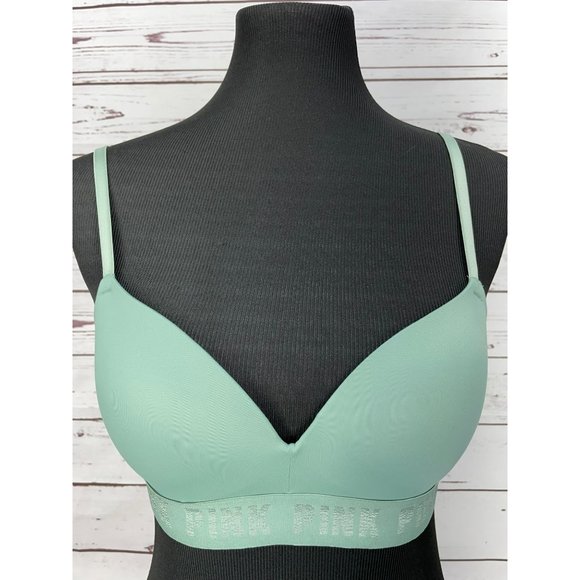 PINK by Victoria's Secret Mint Green Wear Everywhere Wireless Push-Up Bra Size 3 - Picture 6 of 7